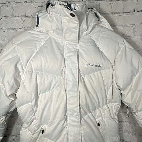 Columbia Jacket Womens Medium White Omni Shield  Hood Full zip Puffer READ - Picture 2 of 14